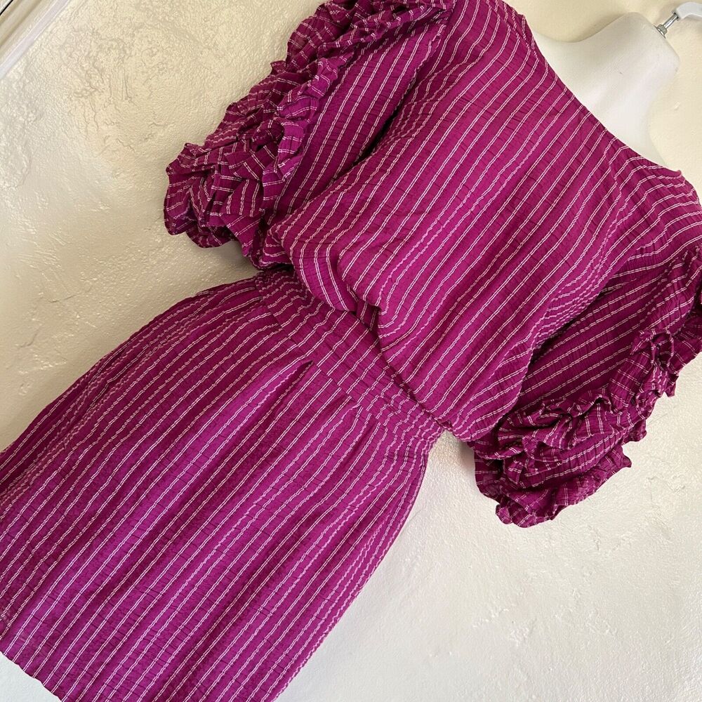 Happy x Nature Pink Ruffle Mini Dress Size Medium Kate Hudson - Picture 5 of 12